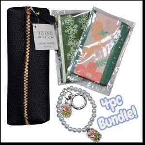 Bag Accessories Bundle! Pen Pouch, Pearl Style Charm, 2 Purse Scarf